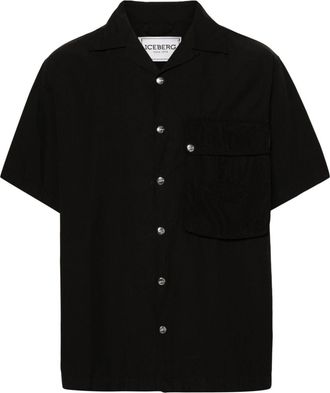 Iceberg embroidered-logo shirt - men - Cotton/Cupro - S - Black