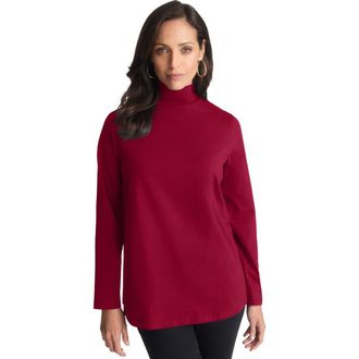 Jessica London Long Sleeve Mockneck Tee in Rich Burgundy at Nordstrom, Size 16