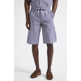 Dolce & Gabbana Stripe Cotton & Silk Poplin Bermuda Shorts in S8056 Rigato at Nordstrom, Size 40 Us