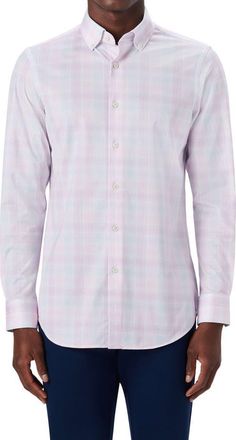 Bugatchi OoohCotton Plaid Button-Up Shirt in Pink at Nordstrom, Size Large