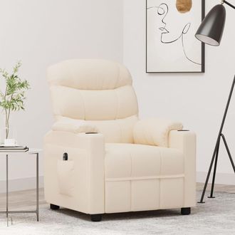 vidaXL Sill&oacute;n Reclinable El&eacute;ctrico De Tela Crema Vidaxl