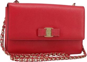 Ferragamo Pre-owned Shoulder Bag - Dames - Vintage Schoudertas - Rood - ONE Size - Leer - Vintage