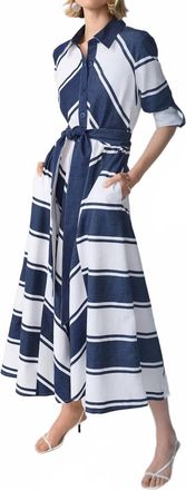 Joseph Ribkoff Casual Striped Maxi Dress In Blue/white