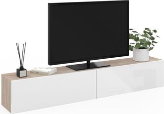 IDMarket Idmarket - Mueble Tv Suspendido Elio 2 Puertas Madera Y Blanco 180 Cm