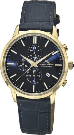 Porsamo Bleu Aura Chronograph Genuine Leather Gold Tone and Blue Mens Watch 1432AAUL