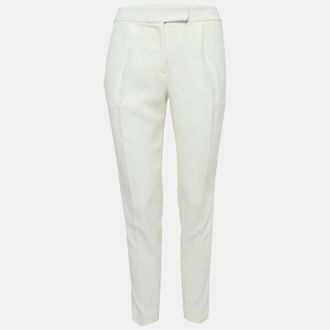Elie Saab White Side Stripe Crepe Trousers