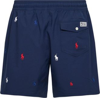 Polo Ralph Lauren Mens Swim Trunks Traveler Classic Blue Cotton Beachwear Sea Clothing