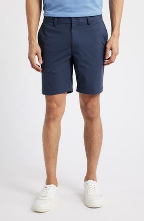 Scott Barber Sono Flat Front Stretch Chino Shorts in Midnight at Nordstrom, Size 35