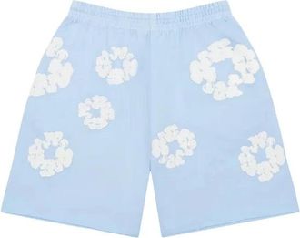 Denim Tears The Cotton Wreath Sweatshorts - Dames - Korte Broeken - Blauw - L - Katoen - Korte Broeken