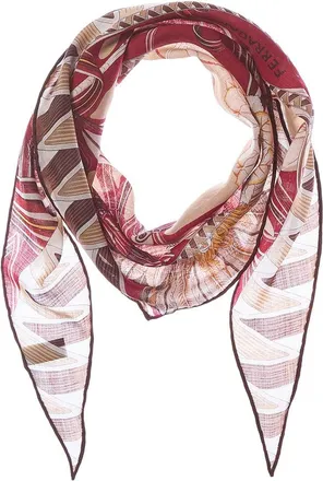 Ferragamo Flowers & Butterflies Wool Diamond Scarf