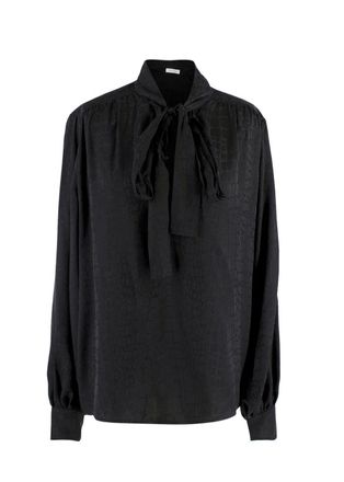 Anine Bing Black Delilah Pussybow Silk Jacquard Blouse Size M