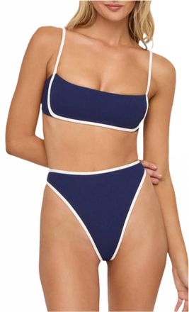 L*Space Hazel Bikini Top In Navy/cream