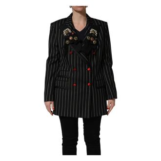 Dolce & Gabbana Pinstripe Double-Breasted Blazer - female - Dolce & Gabbana - Blazers - Black - XL - Jackets