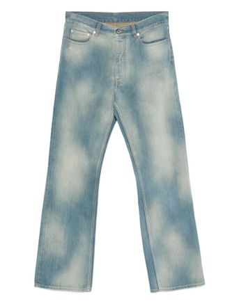 Off-white Blue Straight Mid Rise Jeans