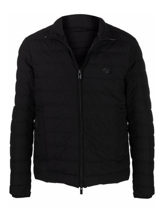 Emporio Armani Black padded logo-patch jacket
