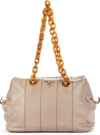 Prada Pre-owned Womens Pomice Chain Handle Hobo Shoulder Bag - Grey - One Size