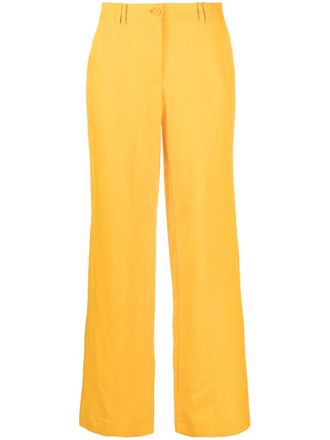 Patrizia Pepe low-waist wide-leg trousers - women - Viscose/Linen/Flax - 38 - Orange