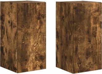 vidaXL Mueble De Tv Montado En La Pared 2 Pcs Roble Ahumado Vidaxl