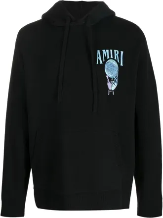 Amiri graphic-embroidered cotton hoodie - men - Cashmere/Cotton - XXXL - Black