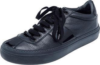 Jimmy Choo London Black Patent And Leather Low Top Sneakers