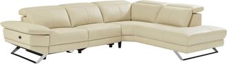 Vente-Unique Sofá rinconera derecha relax eléctrico de cuero vacuno beige PUNO II