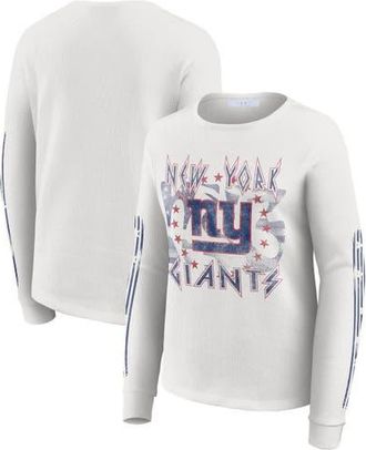 WEAR by Erin Andrews Womens WEAR by Erin Andrews White New York Giants Graphic Waffle Long-Sleeve T-Shirt at Nordstrom, Size Xx-Large