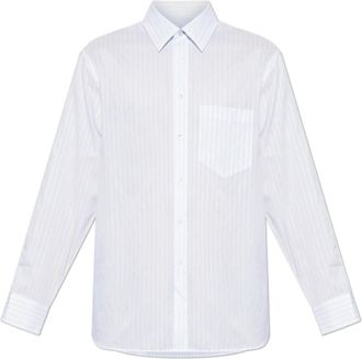 Paul Smith Textured Stripe Shirt - Heren - Zakelijke Overhemden - Wit - 2XL - Katoen - Overhemden
