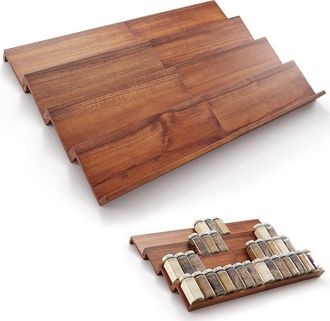 OEM Estante Para Especias De Madera De Acacia, 4 Niveles, Juego De 8 Piezas - Capacidad Para 64 Frascos - Para Caj&oacute;n De Cocina