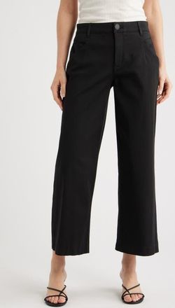 Wit & Wisdom Wyatt Skyrise Crop Wide Leg Twill Pants in Black at Nordstrom, Size 14P