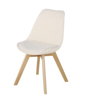 Maisons du monde Silla de estilo escandinavo de rizo en color crudo con madera de caucho