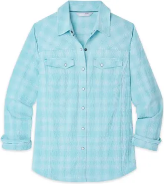 Stio | Womens Eddy Coast Shirt Long Sleeve, Size Extra Small in Horizon Plaid