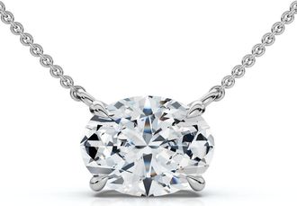 Pompeii3 1Ct Solitaire Oval Diamond Pendant 14k Gold Womens 18 Chain Lab Grown
