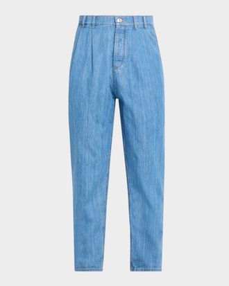 Brunello Cucinelli Denim Mid-Rise Tapered-Leg Pants
