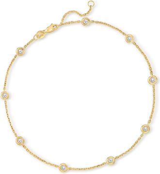 Ross-Simons Diamond Station Anklet in 14kt Yellow Gold