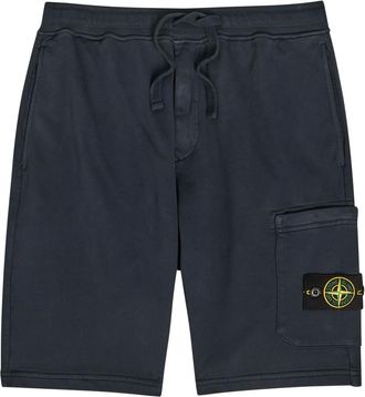 Stone Island Logo Cotton Shorts - Navy - XL