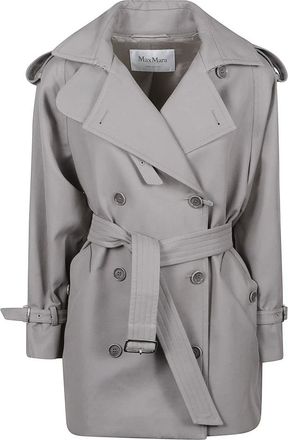 Max Mara Mxscacio Korte Katoenen Trenchcoat - Dames - Trenchcoats - Grijs - S - Katoen - Jassen