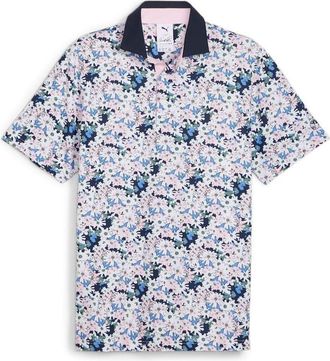 Puma x Arnold Palmer Floral Golf Polo Shirt White Glow Navy 623954-01