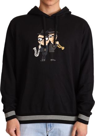 Dolce & Gabbana Mens Musician Print Hoodie Tsh6398 - Black Cotton - Size EU 46 (Mens)