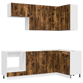 vidaXL Unidad De Cocina Lyon 8 Uds. Roble Ahumado Madera De Ingenier&iacute;a Vidaxl