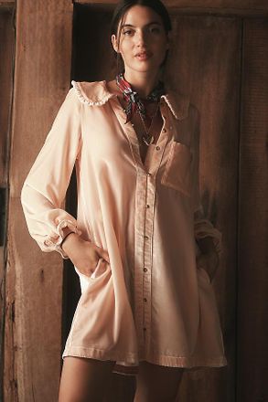 Pilcro The Keira Long-Sleeve Velvet Mini Dress by Pilcro