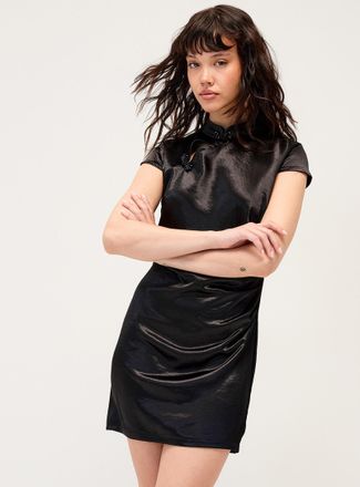 Twik Womens Decorative collar cap-sleeve minidress