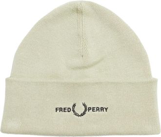 Fred Perry grafisch logo lichte oestercrème muts