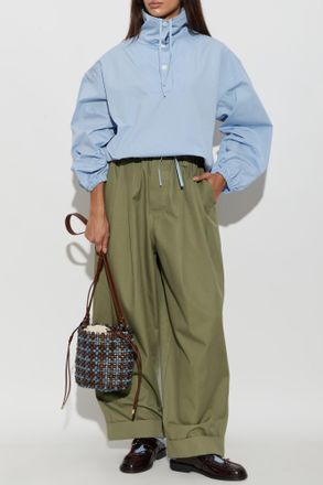 Marni Wide-leg Cotton Trousers, Womens, Green