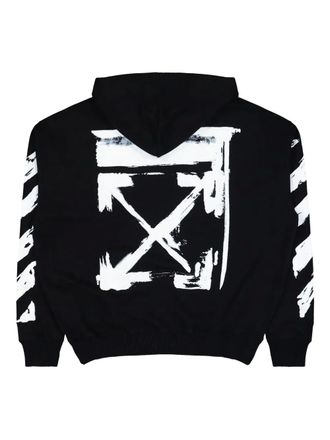 Off-white arrow-print zip-up hoodie - men - Cotton - L - Black