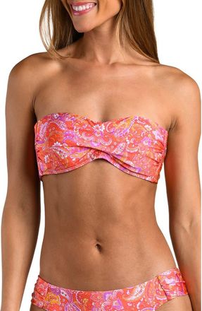 Sunshine 79 Paisley Daze Bandeau Bikini Top in Orange Multi at Nordstrom, Size 10