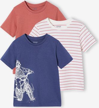 Vertbaudet 3er-Pack T-Shirts Jungen, Recycling-Baumwolle BASIC marine