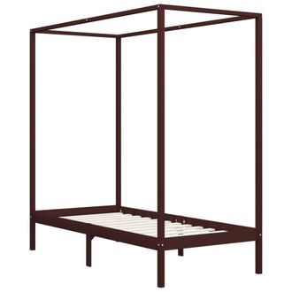 vidaXL Cama Con Dosel Sin Colch&oacute;n Madera Maciza Marr&oacute;n 100x200 Cm Vidaxl