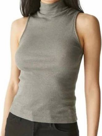 Michael Stars Lino Mock Neck Tank Top In Granite