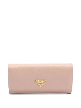 Prada 2010-2025 Saffiano Multic Bifold Wallet long wallets - women - Leather/Saffiano Leather - One Size - Brown