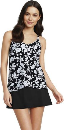 Lands End DD-Cup Tulip Hem Tankini Top in Black Blossom Floral at Nordstrom, Size X-Large